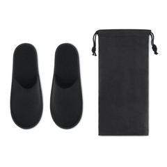 Vue Paire de pantoufles & pochette - Flip flap de couleur noir| Krokrodeal