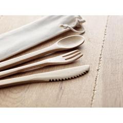 Vue Set de couverts en bambou - Setboo de couleur marron| Krokrodeal