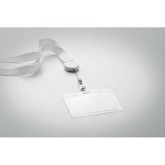 Vue Lanyard avec badge extensible - Zip lanyard de couleur blanc| Krokrodeal