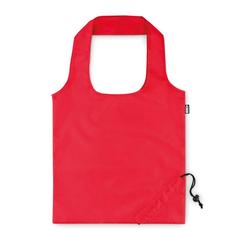 Vue Sac de courses pliable en RPET - Foldpet de couleur rouge| Krokrodeal