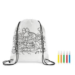 Vue Sac à cordon non tissé - Carrydraw de couleur blanc| Krokrodeal