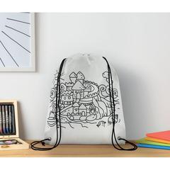 Vue Sac à cordon non tissé - Carrydraw de couleur blanc| Krokrodeal