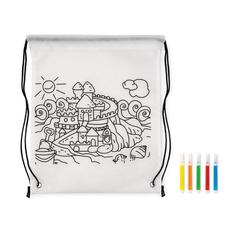 Vue Sac à cordon non tissé - Carrydraw de couleur blanc| Krokrodeal