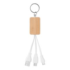 Vue Câble Bambou 3 en 1 - Clauer de couleur marron| Krokrodeal