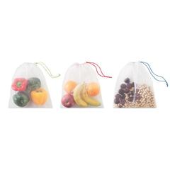 Vue Lot de 3 sacs en RPET - Veggie set rpet de couleur blanc| Krokrodeal