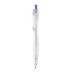 Vue Stylo bille push en RPET - Rpet pen de couleur bleu| Krokrodeal