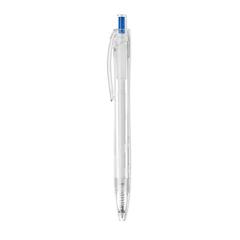 Vue Stylo bille push en RPET - Rpet pen de couleur bleu| Krokrodeal