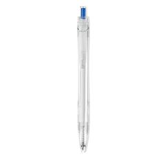 Vue Stylo bille push en RPET - Rpet pen de couleur bleu| Krokrodeal