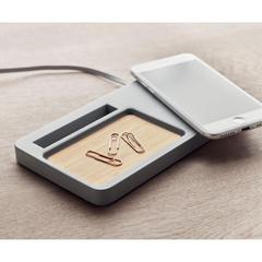 Vue Organisateur chargeur sans fil - Viana desk de couleur gris| Krokrodeal