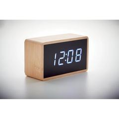 Vue Réveil LED boîtier en bambou - Miri clock de couleur marron| Krokrodeal
