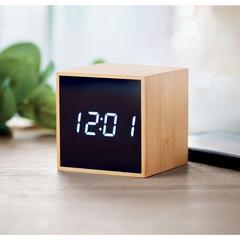 Vue Réveil LED boîtier en bambou - Mara clock de couleur marron| Krokrodeal