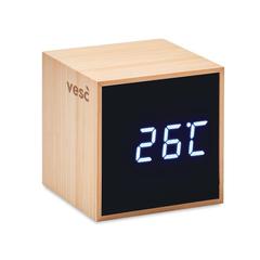 Vue Réveil LED boîtier en bambou - Mara clock de couleur marron| Krokrodeal