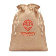 Vue Petit sac cadeau en jute - Jute small de couleur marron| Krokrodeal