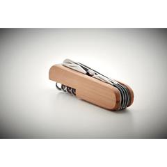 Vue Couteau multi outils en bambou - Lucy lux de couleur marron| Krokrodeal