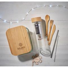 Vue Lunchbox en verre et bambou - Tundra lunchbox de couleur blanc| Krokrodeal