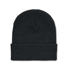 Vue Bonnet en RPET avec revers - Polo rpet de couleur noir| Krokrodeal