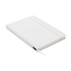 Vue Carnet A5 couverture RPET 600D - Note rpet de couleur blanc| Krokrodeal