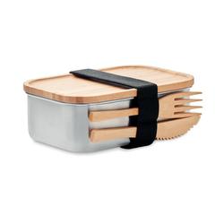Vue Lunch box en acier inox. 600ml - Savanna de couleur marron| Krokrodeal