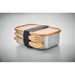 Vue Lunch box en acier inox. 600ml - Savanna de couleur marron| Krokrodeal