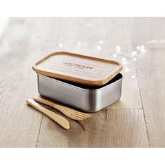 Vue Lunch box en acier inox. 600ml - Savanna de couleur marron| Krokrodeal