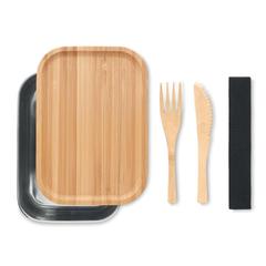 Vue Lunch box en acier inox. 600ml - Savanna de couleur marron| Krokrodeal