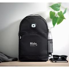 Vue Sac à dos RPET et lumière COB - Urbanback de couleur noir| Krokrodeal