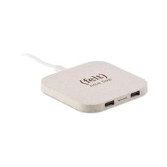 Vue Chargeur/hub paille de blé/ ABS - Unipad+ de couleur marron| Krokrodeal