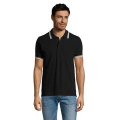 Vue PASADENA polo homme 200g - Pasadena men de couleur noir| Krokrodeal