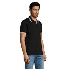 Vue PASADENA polo homme 200g - Pasadena men de couleur noir| Krokrodeal