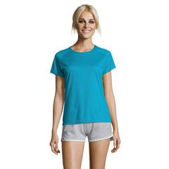 Vue SPORTY WOMEN T-SHIRT polyes - Sporty women de couleur bleu| Krokrodeal