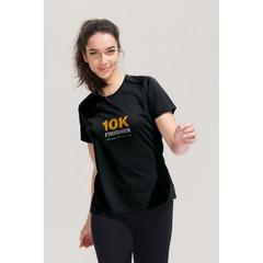 Vue SPORTY WOMEN T-SHIRT polyes - Sporty women de couleur bleu| Krokrodeal