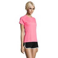 Vue SPORTY WOMEN T-SHIRT polyes - Sporty women de couleur rose| Krokrodeal