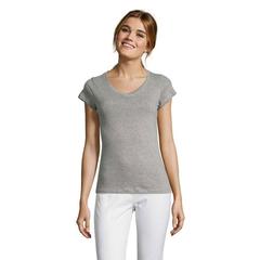 Vue MOON T-SHIRT FEMME COL V - Moon de couleur gris| Krokrodeal