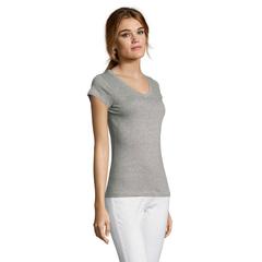Vue MOON T-SHIRT FEMME COL V - Moon de couleur gris| Krokrodeal