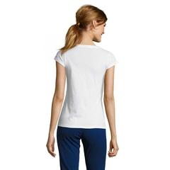 Vue MOON T-SHIRT FEMME COL V - Moon de couleur blanc| Krokrodeal