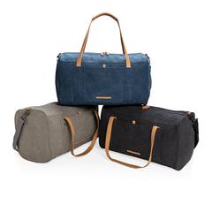 Vue Sac weekend en toile de couleur gris| Krokrodeal