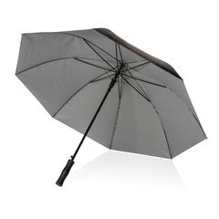 Vue Parapluie 27" rPET bi couleur ouverture auto Impact AWARE™ de couleur gris| Krokrodeal