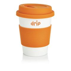 Vue Tasse à café en PLA de couleur orange| Krokrodeal