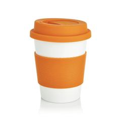 Vue Tasse à café en PLA de couleur orange| Krokrodeal
