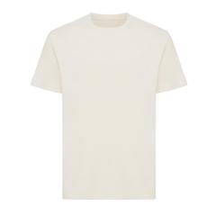 Vue T-shirt coupe décontractée en coton recyclé Iqoniq Kakadu de couleur beige| Krokrodeal