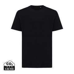 Vue T-shirt coupe décontractée en coton recyclé Iqoniq Kakadu de couleur noir| Krokrodeal