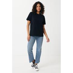 Vue T-shirt coupe décontractée en coton recyclé Iqoniq Kakadu de couleur noir| Krokrodeal