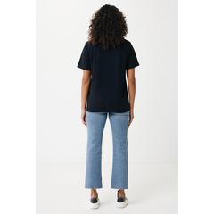 Vue T-shirt coupe décontractée en coton recyclé Iqoniq Kakadu de couleur noir| Krokrodeal