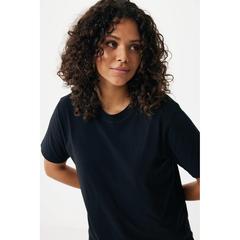 Vue T-shirt coupe décontractée en coton recyclé Iqoniq Kakadu de couleur noir| Krokrodeal