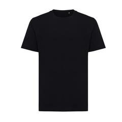 Vue T-shirt coupe décontractée en coton recyclé Iqoniq Kakadu de couleur noir| Krokrodeal