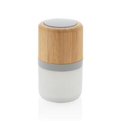 Vue Enceinte 3W en bambou avec lumière d'ambiance de couleur blanc| Krokrodeal