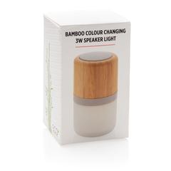 Vue Enceinte 3W en bambou avec lumière d'ambiance de couleur blanc| Krokrodeal