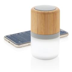 Vue Enceinte 3W en bambou avec lumière d'ambiance de couleur blanc| Krokrodeal