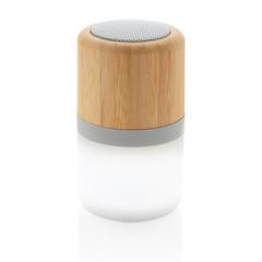Vue Enceinte 3W en bambou avec lumière d'ambiance de couleur blanc| Krokrodeal