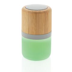 Vue Enceinte 3W en bambou avec lumière d'ambiance de couleur blanc| Krokrodeal